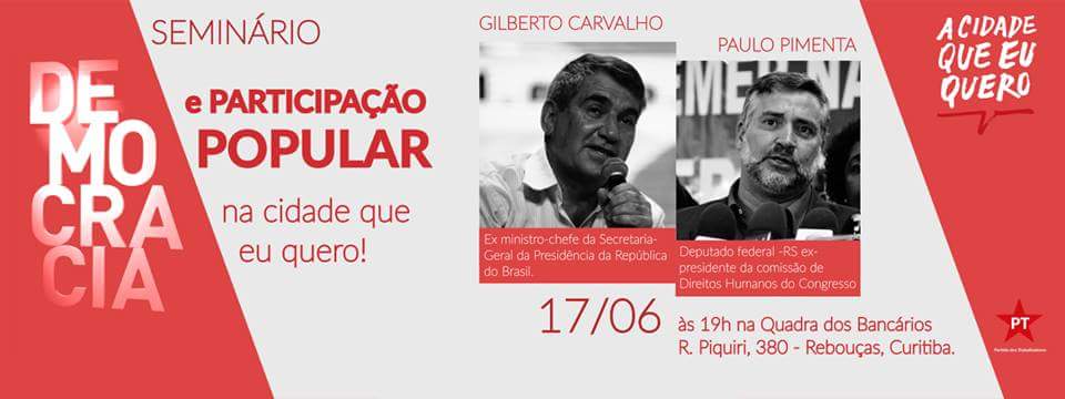Seminário: Democracia e participação popular na cidade que eu quero (17/06)